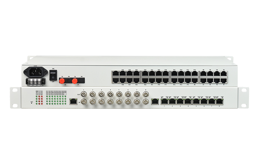 飛暢科技-32路電話+8E1+8FE物理隔離（1+1光備份，19英寸）電話光端機(jī)