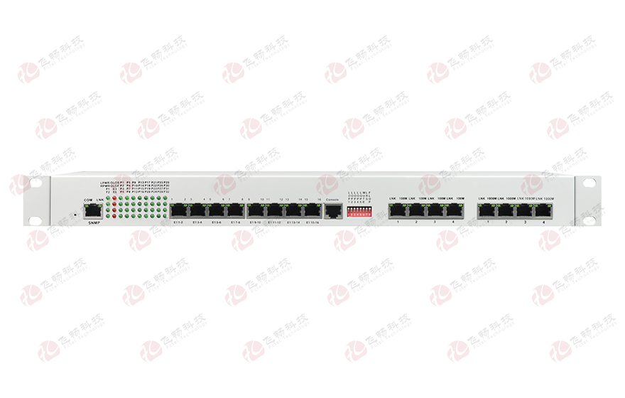 飛暢科技-32路電話(huà)+16E1+4FE+4GE+2路數(shù)據(jù)+SNMP+console（19英寸，物理隔離）電話(huà)光端機(jī)